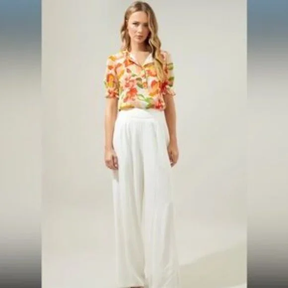 Sugarlips Kailua Floral Tailwind Half Button Front Blouse S - Picture 2 of 8